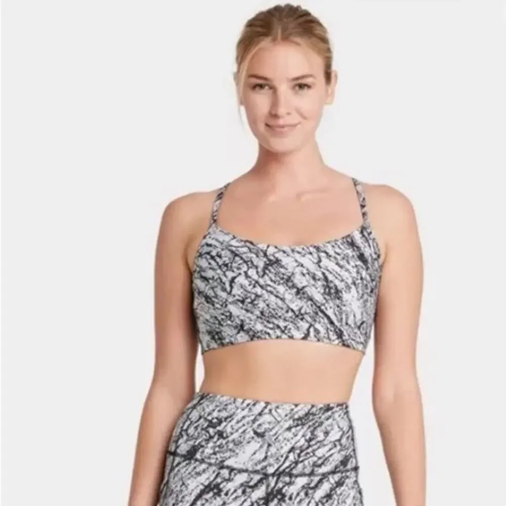 All in Motion Sports Bra Women’s Large Black Gray Marbled Medium Support